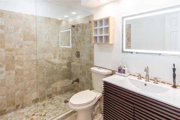 Bathroom, Glass Shower, Interior, Recessed Lighting
