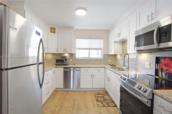 Interior, Kitchen, Stainless Steel Appliances, Wood Texture Flooring