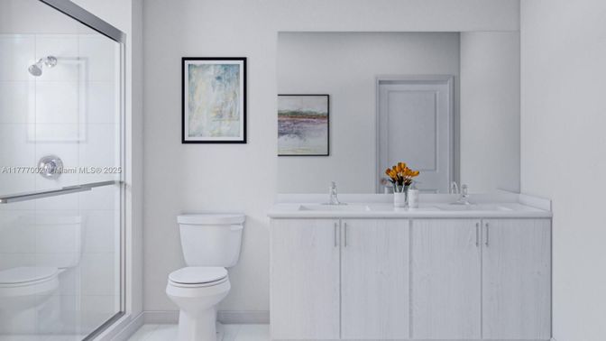 Bathroom, Dual Sink Vanities, Glass Shower, Interior