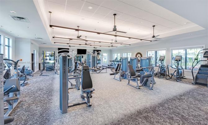 Fitness Equipment, Gym, Interior, Pendant Lights, Recessed Lighting