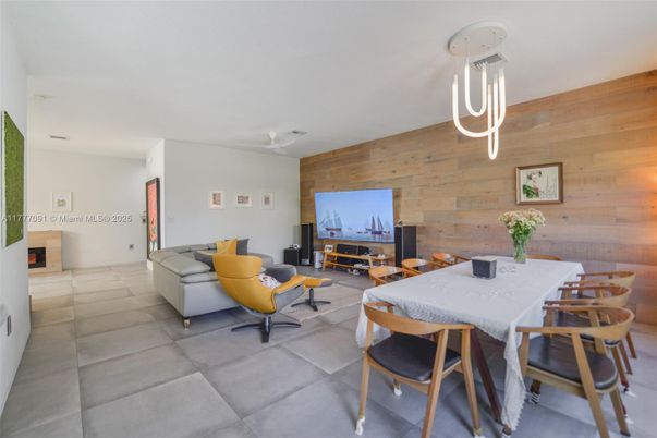Dining room, Interior, Living room, Pendant Lights, Wooden Walls