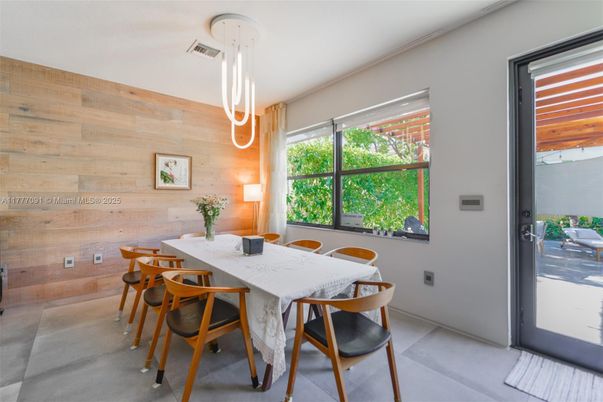 Dining room, Interior, Pendant Lights, Wooden Walls