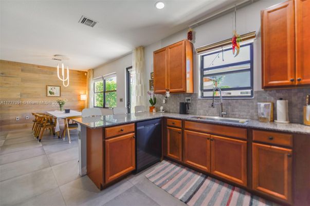 Dining room, Interior, Kitchen, Pendant Lights, Recessed Lighting, Wooden Walls