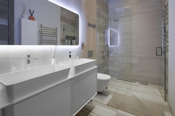 Bathroom, Dual Sink Vanities, Glass Shower, Interior