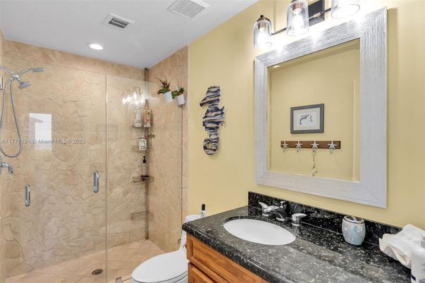 Bathroom, Glass Shower, Interior, Recessed Lighting