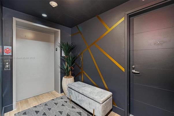 Elevator, Interior, Recessed Lighting, Wood Texture Flooring