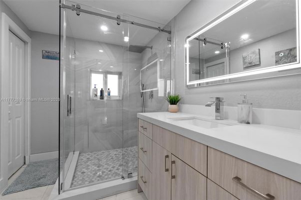 Bathroom, Glass Shower, Interior, Recessed Lighting