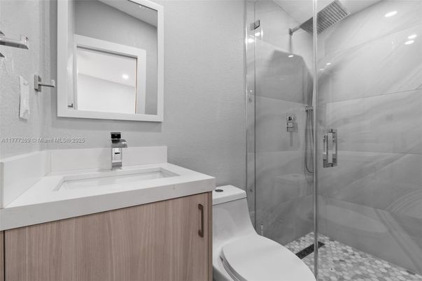 Bathroom, Glass Shower, Interior, Recessed Lighting
