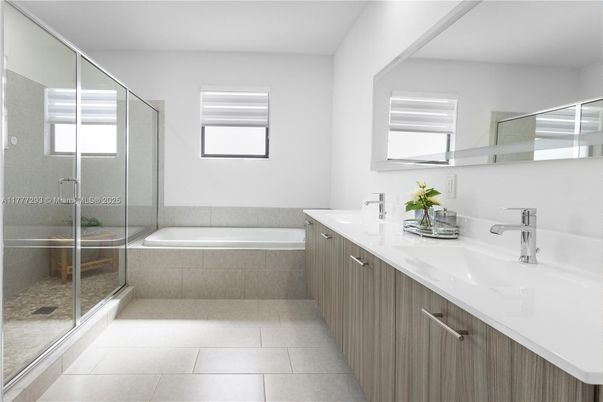 Bathroom, Dual Sink Vanities, Glass Shower, Interior