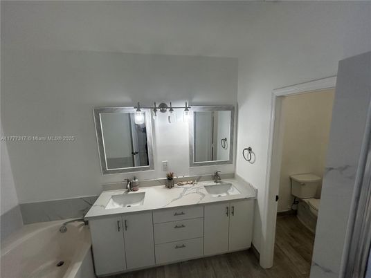 Bathroom, Dual Sink Vanities, Interior, Wood Texture Flooring