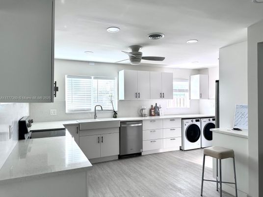 Interior, Kitchen, Recessed Lighting, Wood Texture Flooring