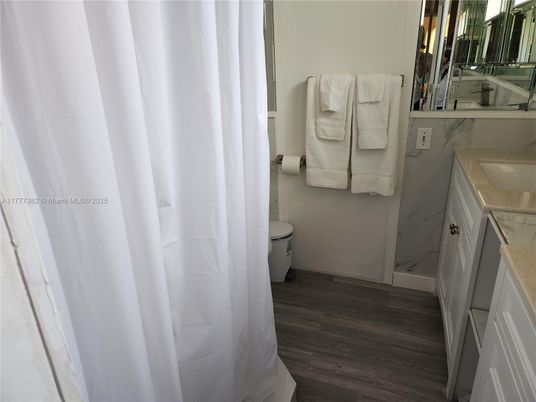 Bathroom, Interior, Marble Walls, Wood Texture Flooring