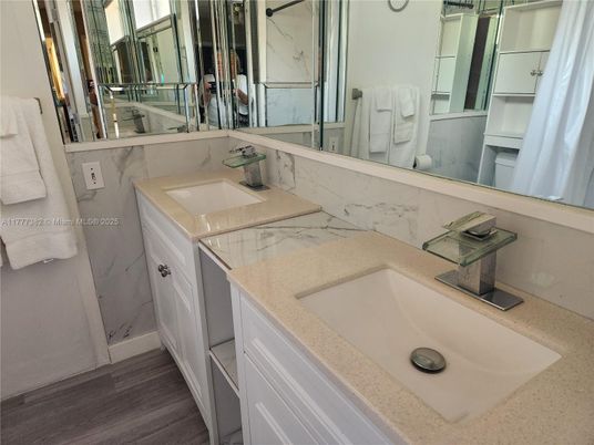 Bathroom, Interior, Marble Walls, Wood Texture Flooring