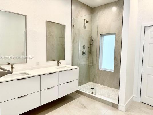 Bathroom, Dual Sink Vanities, Glass Shower, Interior, Recessed Lighting