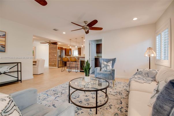 Interior, Kitchen, Living room, Pendant Lights, Recessed Lighting, Wood Texture Flooring