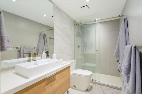 Bathroom, Glass Shower, Interior, Recessed Lighting