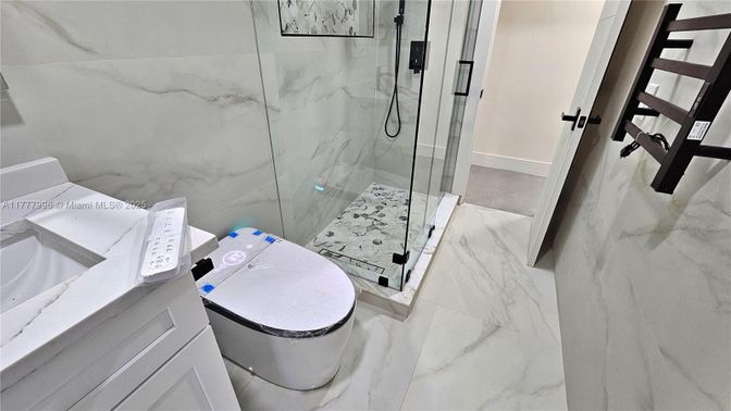 Bathroom, Glass Shower, Interior, Marble, Marble Walls