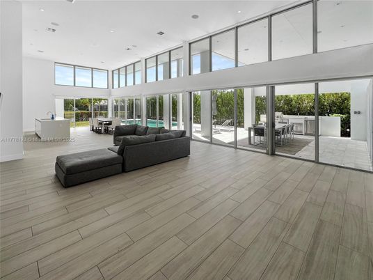 Dining room, Interior, Living room, Recessed Lighting, Wood Texture Flooring