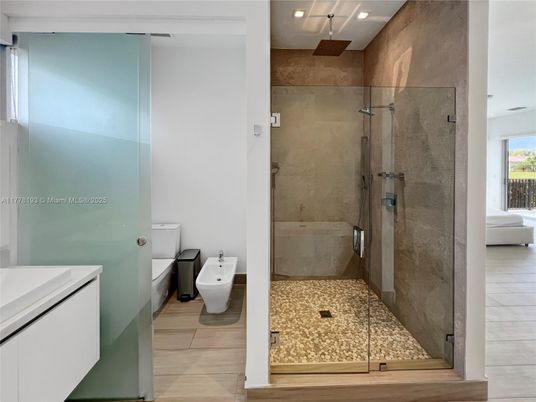 Bathroom, Glass Shower, Interior, Recessed Lighting