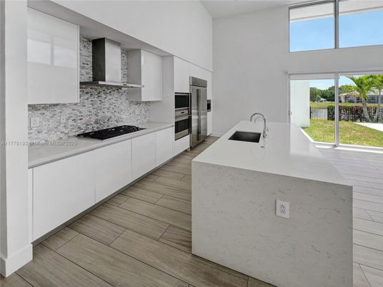 Interior, Kitchen, Stainless Steel Appliances, Wood Texture Flooring