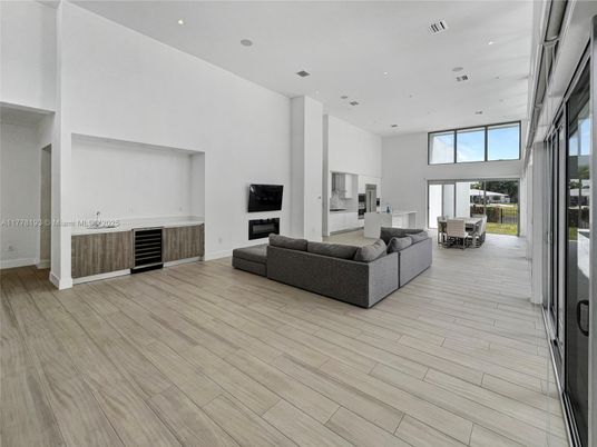 Interior, Living room, Recessed Lighting, Wood Texture Flooring