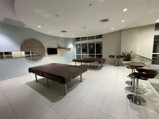 Billiard Table, Game Room, Interior, Recessed Lighting