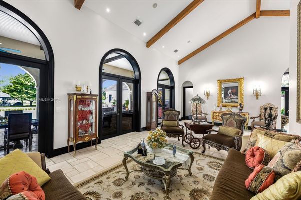 Interior, Living room, Recessed Lighting, Wooden Beams