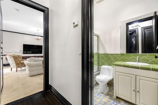 Bathroom, Chandelier, Interior, Tile Countertops