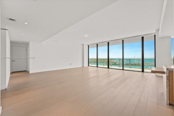 Empty room, Interior, Recessed Lighting, Water, Wood Texture Flooring