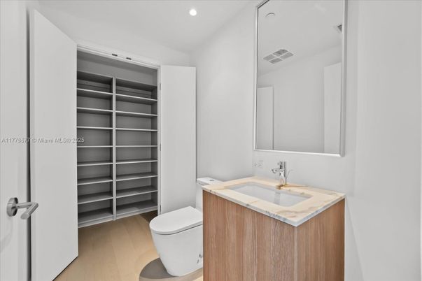 Bathroom, Interior, Recessed Lighting, Wood Texture Flooring