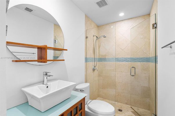 Bathroom, Glass Shower, Interior, Recessed Lighting