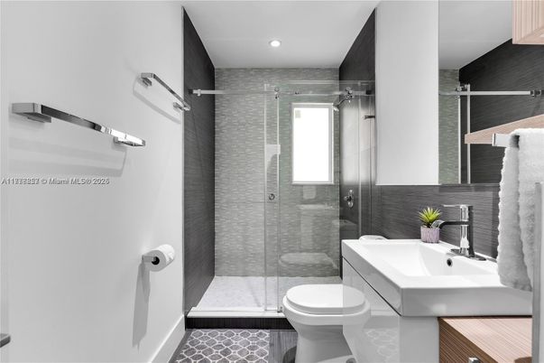 Bathroom, Glass Shower, Interior, Recessed Lighting