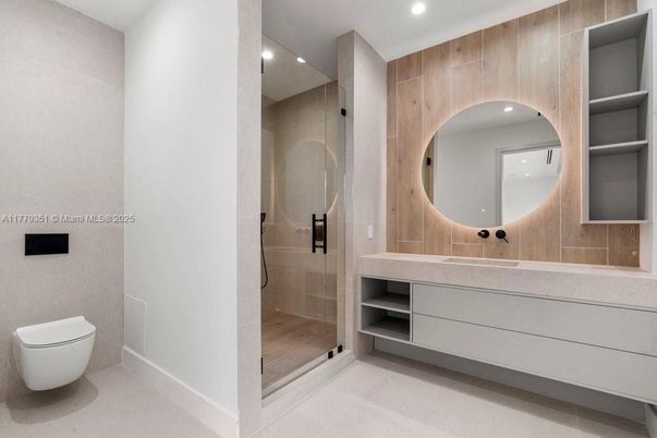 Bathroom, Glass Shower, Interior, Recessed Lighting