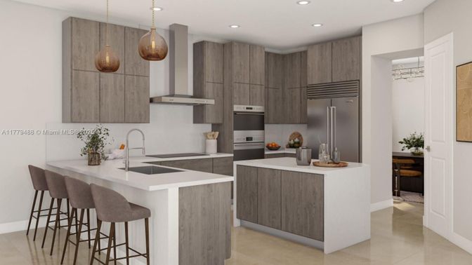 Interior, Kitchen, Pendant Lights, Recessed Lighting, Stainless Steel Appliances