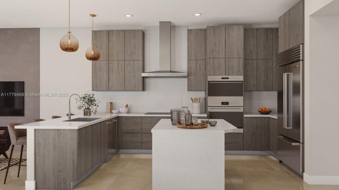 Interior, Kitchen, Pendant Lights, Recessed Lighting, Stainless Steel Appliances