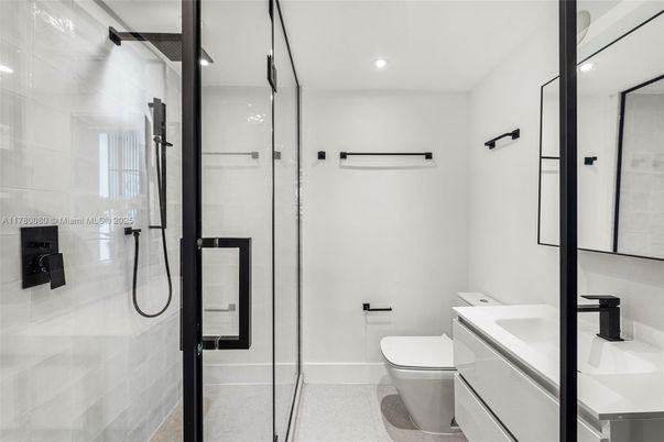 Bathroom, Glass Shower, Interior, Recessed Lighting