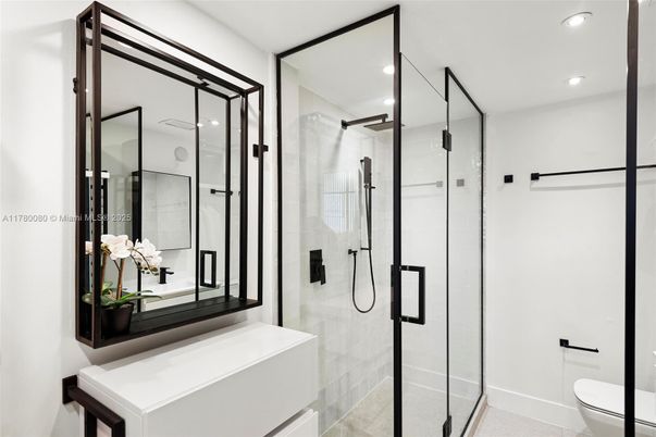 Bathroom, Glass Shower, Interior, Recessed Lighting