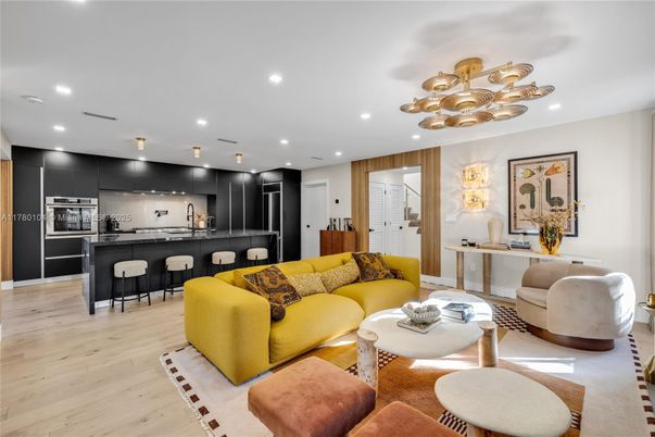 Interior, Kitchen, Living room, Recessed Lighting, Stainless Steel Appliances, Wood Texture Flooring