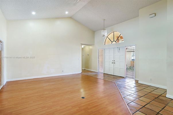 Empty room, Interior, Pendant Lights, Recessed Lighting, Wood Texture Flooring