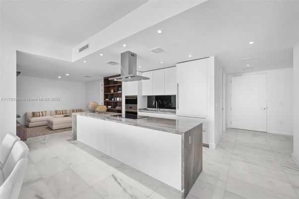 Interior, Kitchen, Living room, Marble, Recessed Lighting, Stainless Steel Appliances