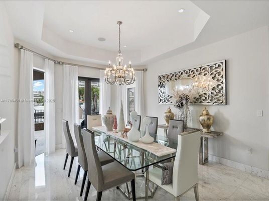 Chandelier, Dining room, Interior, Marble, Recessed Lighting