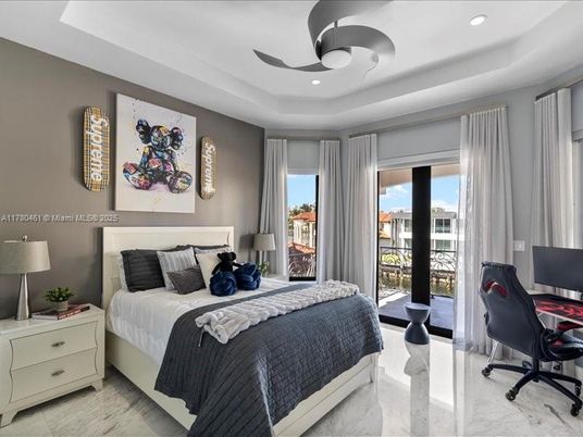 Bedroom, Home Office, Interior, Marble, Recessed Lighting