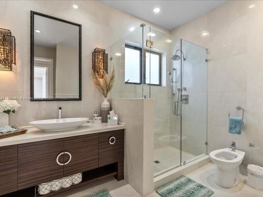 Bathroom, Dual Sink Vanities, Glass Shower, Interior, Recessed Lighting
