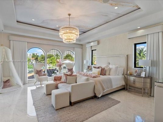 Bedroom, Chandelier, Interior, Marble, Recessed Lighting