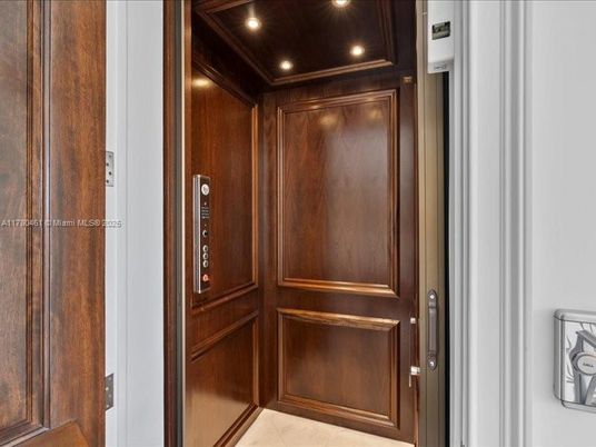 Elevator, Interior, Recessed Lighting, Wooden Ceilings, Wooden Walls
