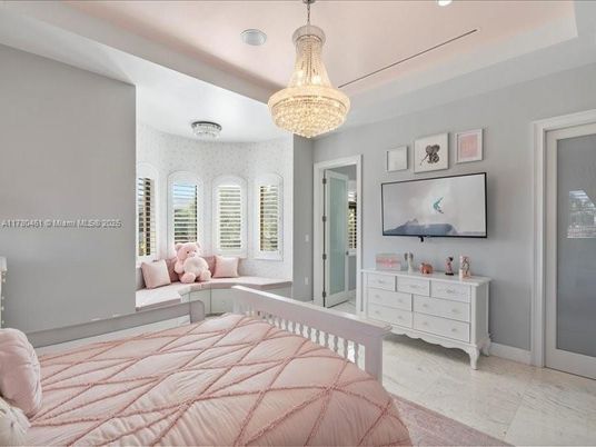 Bedroom, Chandelier, Interior, Recessed Lighting