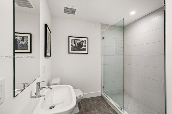 Bathroom, Glass Shower, Interior, Recessed Lighting