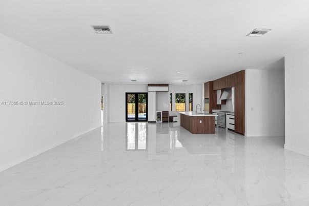Empty room, Interior, Kitchen, Marble, Recessed Lighting