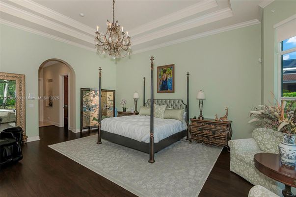 Bedroom, Chandelier, Interior, Wood Texture Flooring