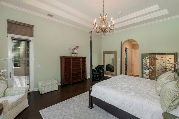 Bedroom, Chandelier, Interior, Wood Texture Flooring